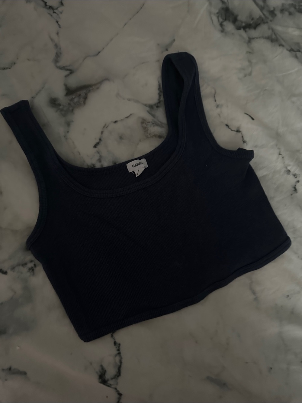 Garage Black Ribbed Scoop Crop Tank